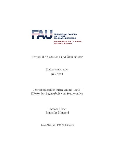 Lehrstuhl für Statistik und ¨Okonometrie Diskussionspapier 90 ...