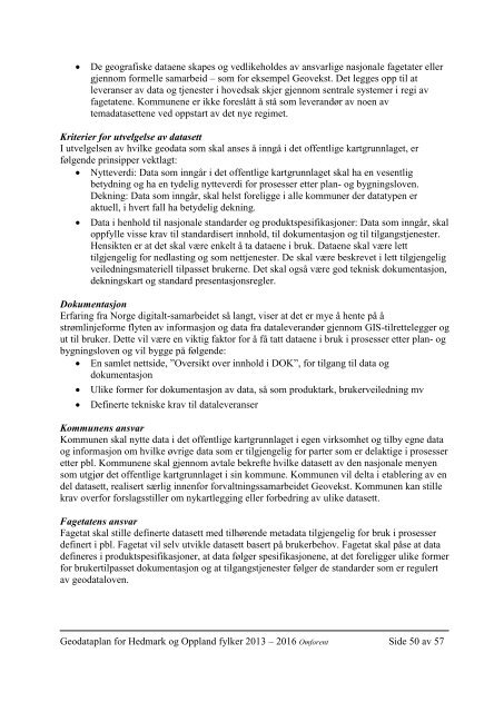 Geodataplanen for Hedmark og Oppland 2013-2016 - Kartverket