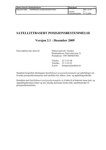 SATELLITTBASERT POSISJONSBESTEMMELSE ... - Kartverket