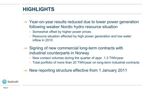 FINANCIAL RESULTS Q1 2011 - Statkraft