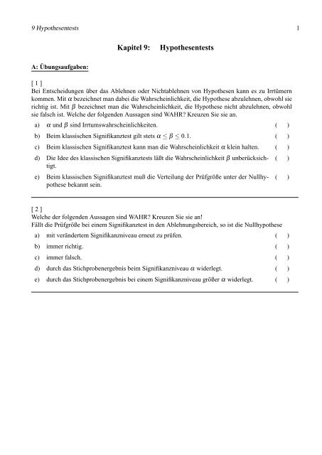 Kapitel 9: Hypothesentests