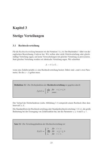 Stetige Verteilungen(16.09.2004) - Professuren fÃ¼r Statistik und ...