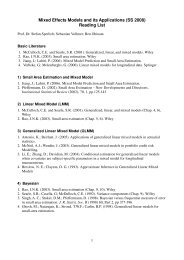 Mixed Effects Models and its Applications (SS 2008) Reading List