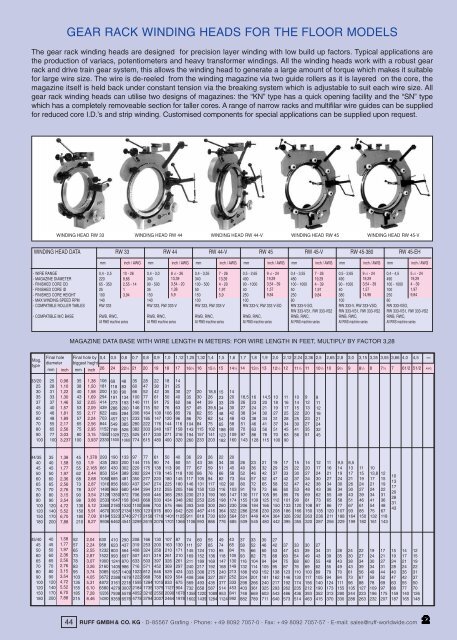 gear rack winding heads for the floor models - Stator Service Polska