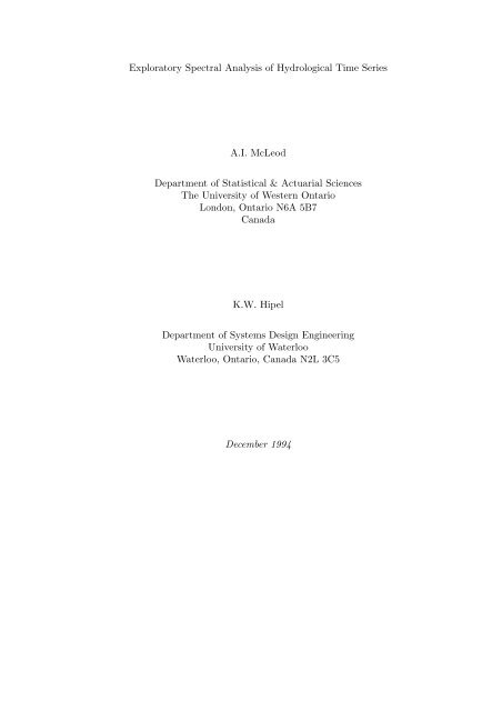 Exploratory Spectral Analysis of Hydrological Time Series A.I. ...