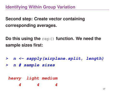 Graphical Analysis of Variance (Graphical ANOVA) This set of slides ...