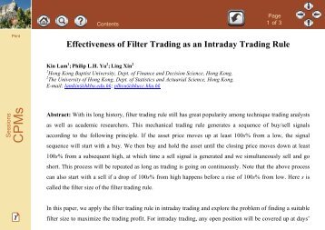 Effectiveness of Filter Trading as an Intraday Trading Rule