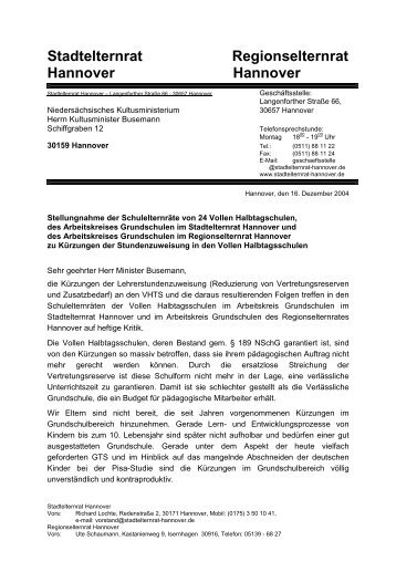 Stellungnahme - Stattelternrat-hannover.de