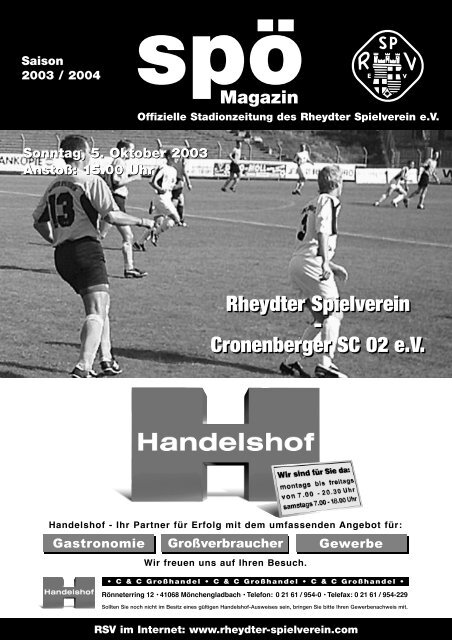 Rheydter Spielverein - Cronenberger SC 02 e.V. ... - Staubesand