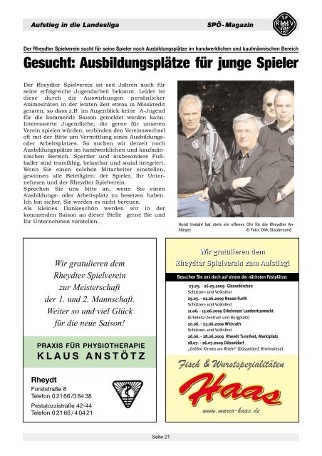 Saison 2008 / 2009 Sonderausgabe zum Aufstieg - Staubesand