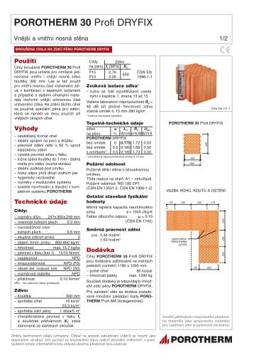 Pálená broušená cihla Porotherm 30 Profi Dryfix ... - STAVOMARKET