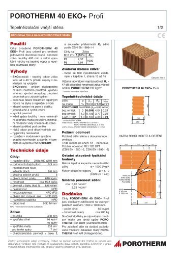 Pálená broušená cihla Porotherm 40 EKO+Profi ... - STAVOMARKET