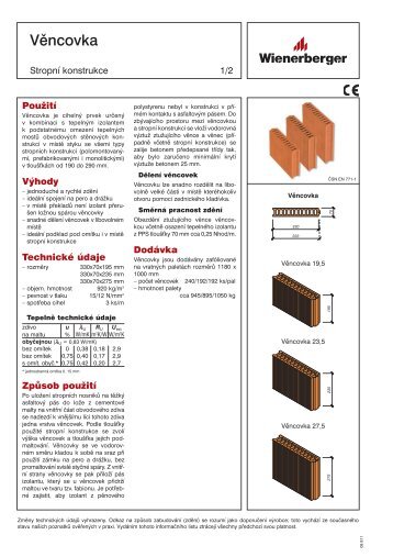 Pálená cihla věncovka VT - Technický list [PDF, 238 - STAVOMARKET