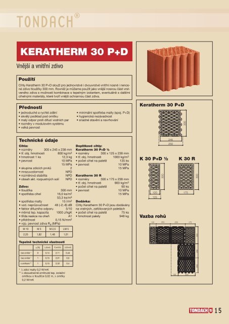 Zdící materiály a postupy zdění Tondach - Katalog - STAVOMARKET