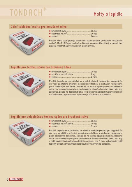 Zdící materiály a postupy zdění Tondach - Katalog - STAVOMARKET