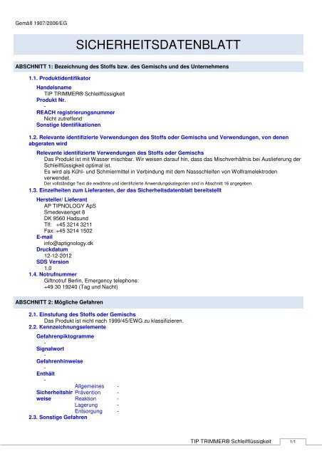 Sicherheitsdatenblatt 2012 - STB Schweisstechnik