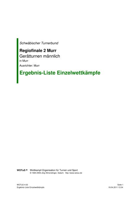 Ergebnis-Liste Einzelwettkaempfe maennlich - SchwÃ¤bischer ...