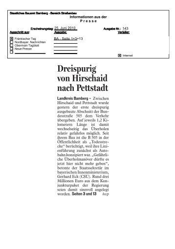 Dreispurig von Hirschaid nach Pettstadt - Staatliches Bauamt Bamberg