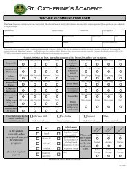 Teacher Recommendation Form - St. Catherine's Academy