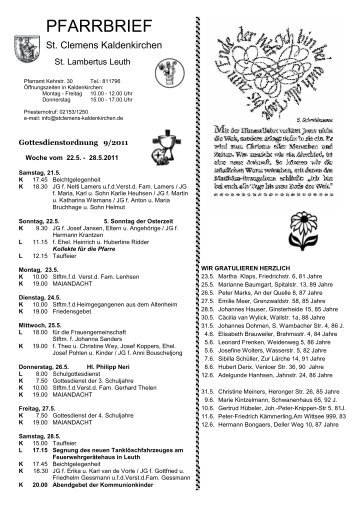 21.05. - 10.06. - St. Clemens Kaldenkirchen