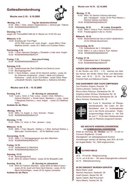 24.09. - 21.10. - St. Clemens Kaldenkirchen