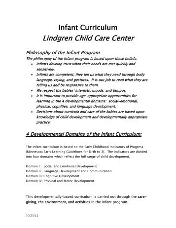 Infant Curriculum - St. Cloud State University