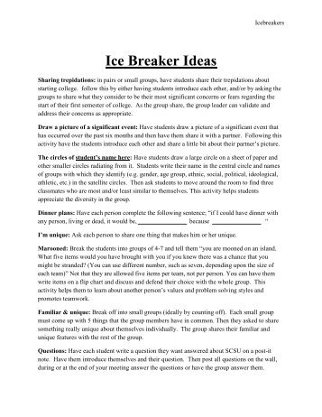 Ice Breaker Ideas - St. Cloud State University