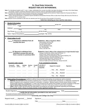 Late Withdrawal Form - St. Cloud State University