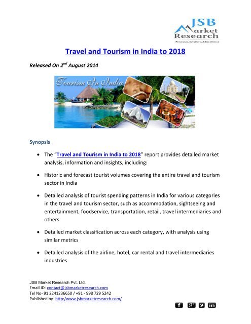 JSB Market Research : Travel and Tourism in India to 2018