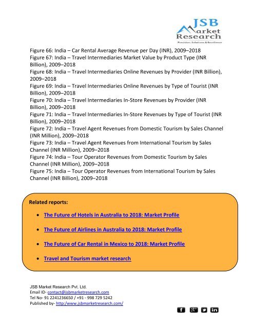 JSB Market Research : Travel and Tourism in India to 2018