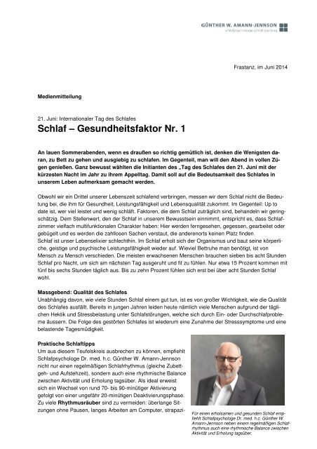 Schlaf – Gesundheitsfaktor Nr. 1