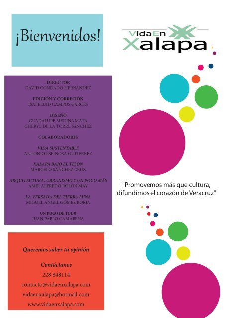 Revista Cultural Vida En Xalapa Edición Nº 6 Agosto 2014.