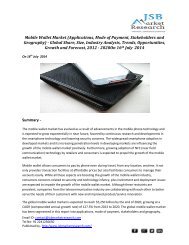 JSB Market Research - Mobile Wallet Market - Global Share, Size, Industry Analysis, Trends, Opportunities, Growth and Forecast, 2012 - 2020