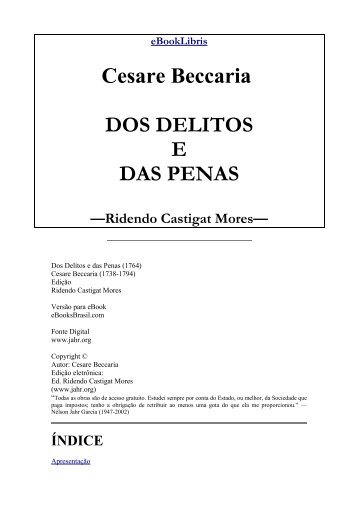 Cesare Beccaria DOS DELITOS E DAS PENAS