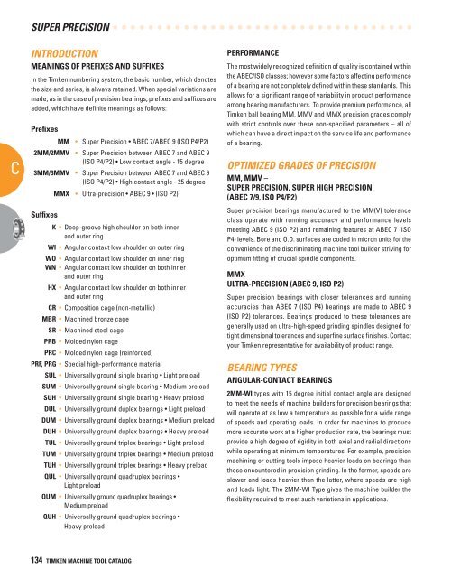 Timken Super Precision Bearings for Machine Tool Applications