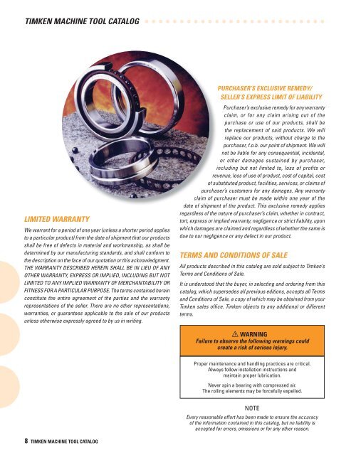 Timken Super Precision Bearings for Machine Tool Applications