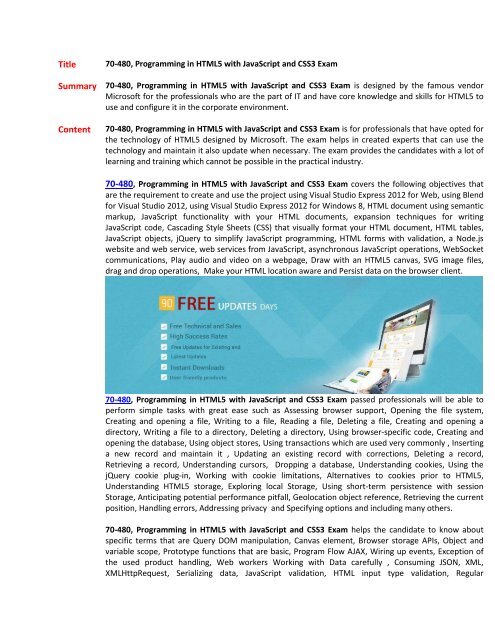 70-480 Exam Questions Answers PDF