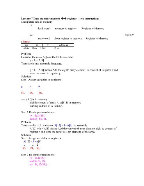 Lecture Notes for Computer Architecture II - St. Cloud State University