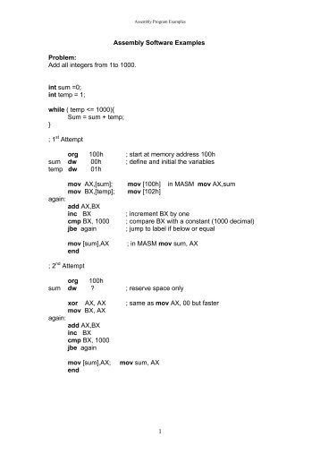 Example of Assembly Code