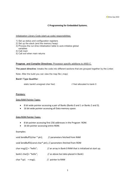 1 C Programming for Embedded Systems. Data RAM Pointer Types ...