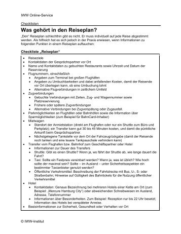 Was gehört in den Reiseplan?