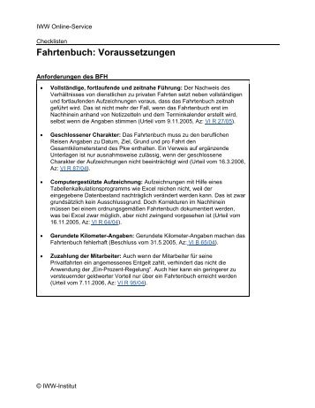 Anforderungen an ein Fahrtenbuch