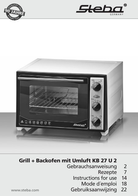 Grill + Backofen mit Umluft KB 27 U 2 Gebrauchsanweisung ... - Steba