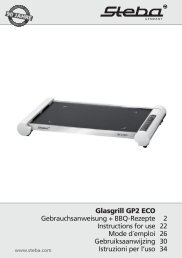 Glasgrill GP2 ECO Gebrauchsanweisung + BBQ-Rezepte 2 ... - Steba