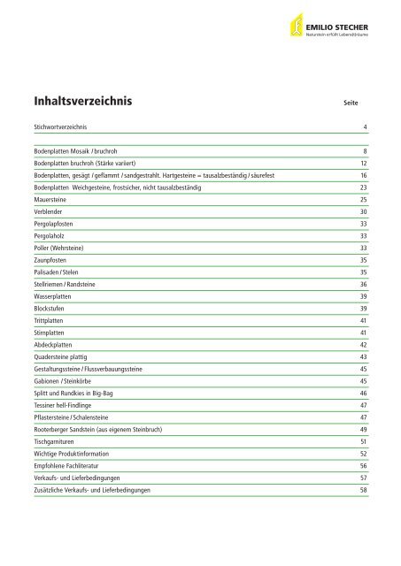 Garten- und Strassenbau Preisliste - Emilio Stecher AG