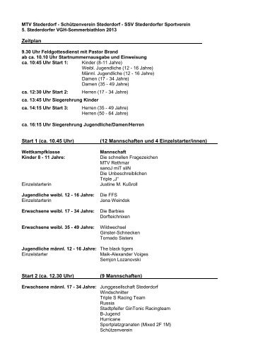 20130820 - Starteinteilung 5. Stederdorfer VGH-Sommer-Biathlon