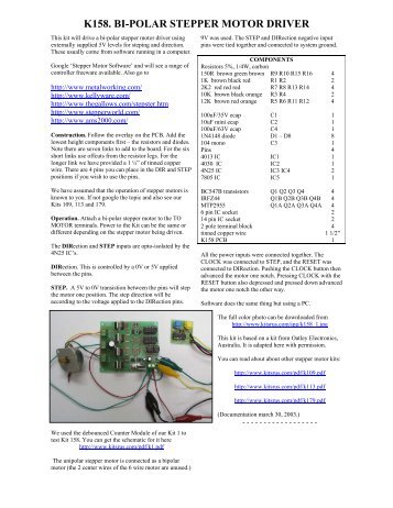 K158. BI-POLAR STEPPER MOTOR DRIVER - Ozitronics