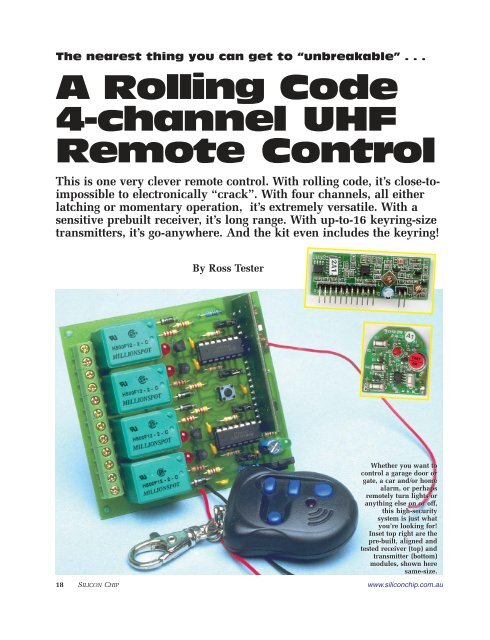 A Rolling Code 4-channel UHF Remote Control - Kitsrus