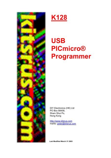 K128 USB PICmicroÂ® Programmer