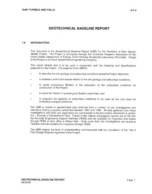 Geotechnical Baseline Report.pdf - High Energy Physics